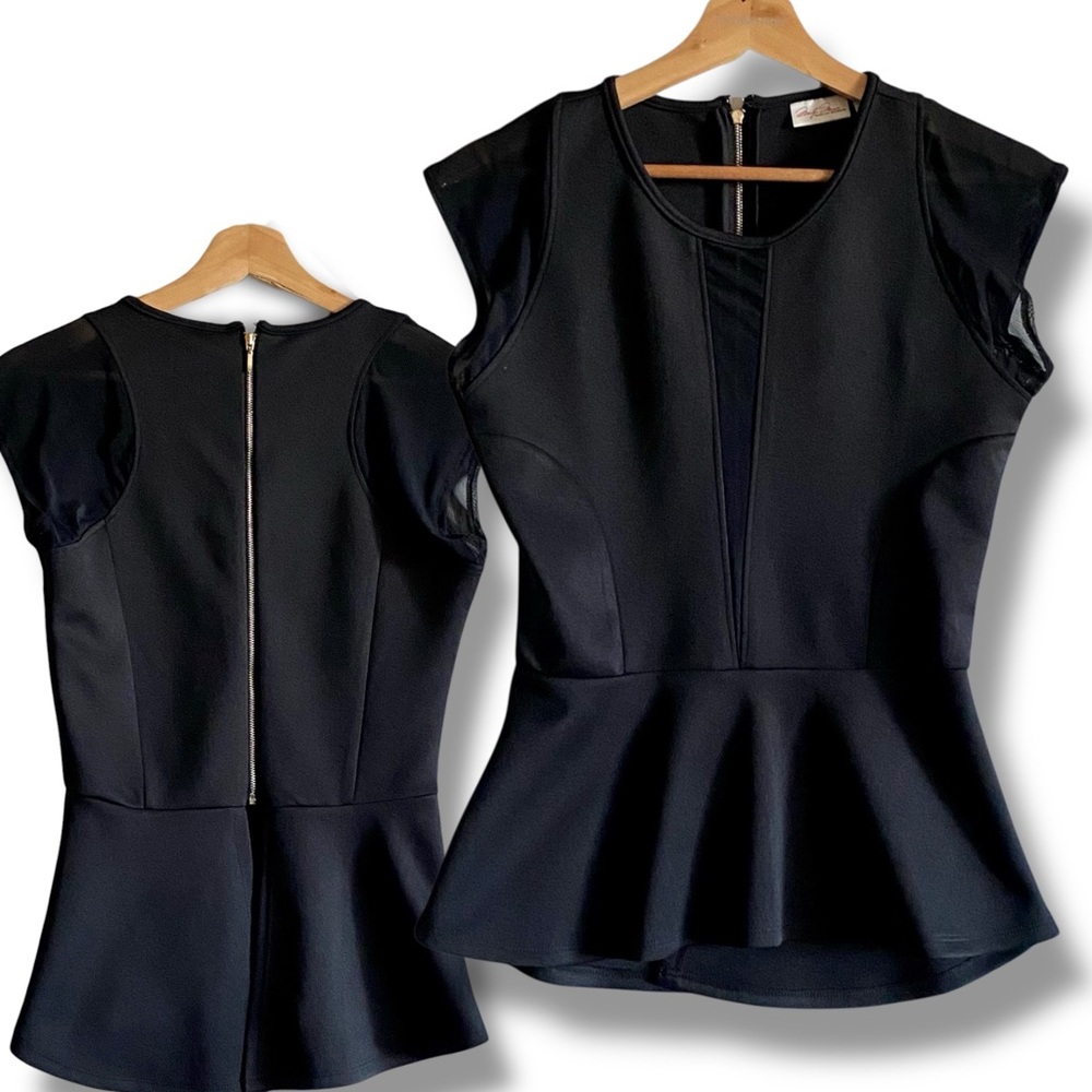 MARILYN MONROE Black Fitted Peplum Top